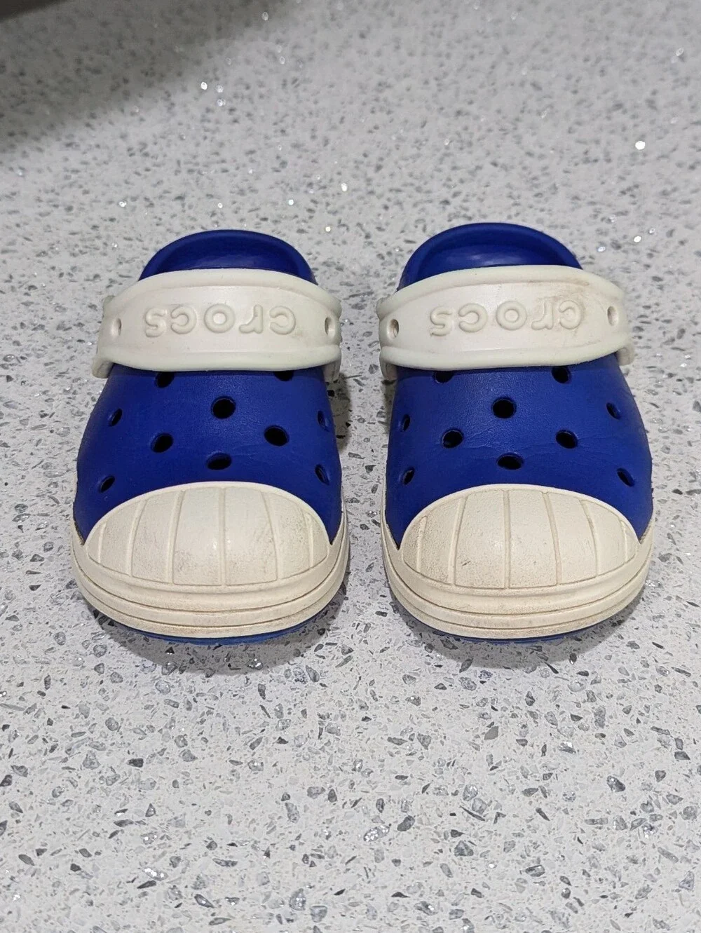 Crocs Kids Bump It Clog Blue White Water Summer Slip On Boy Girl Toddler Size 8c